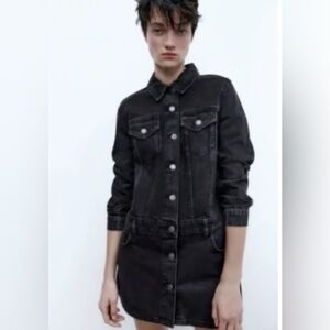 Black Denim Button-Front Shirt Dress